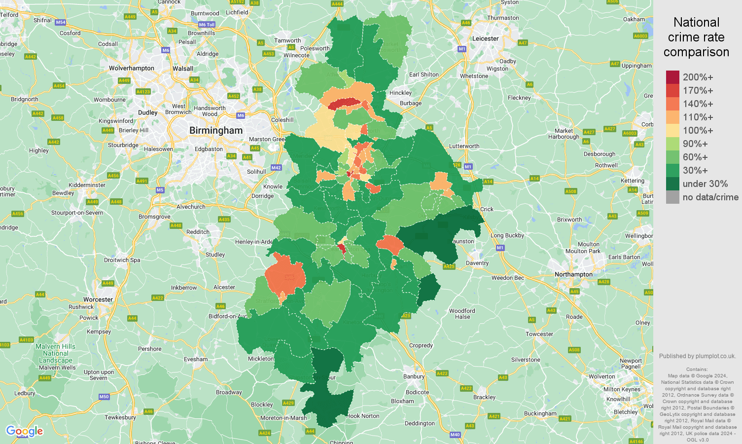 Coventry public order crime statistics in maps and graphs.
