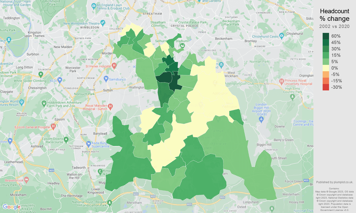 Croydon population growth rates.