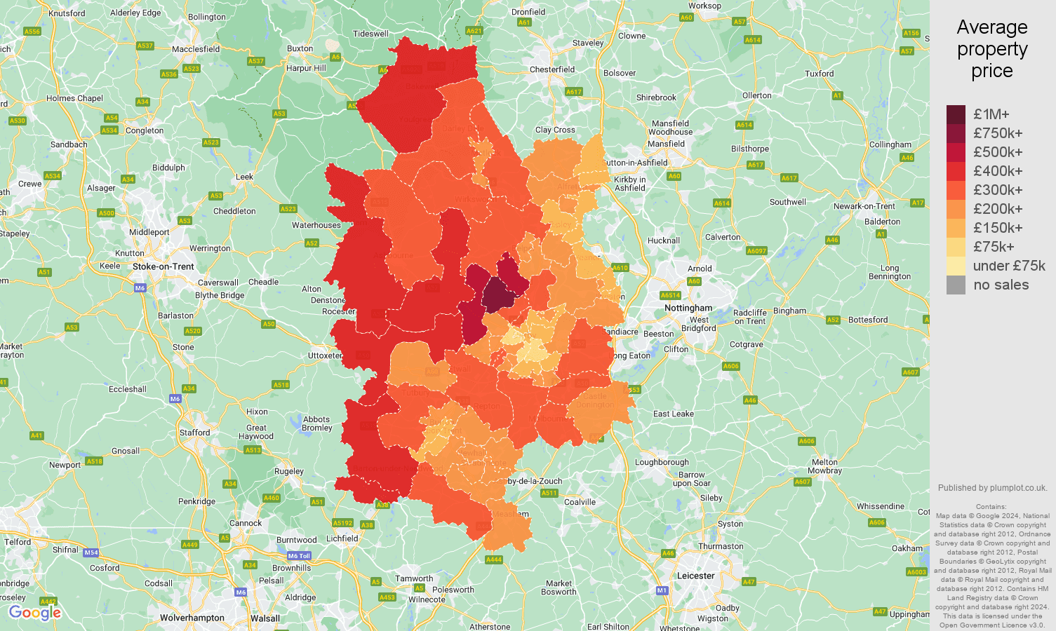 Derby house prices in maps and graphs. October 2024