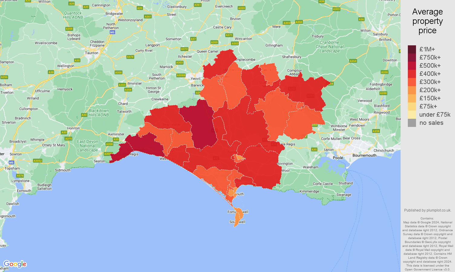 Dorchester house prices in maps and graphs.