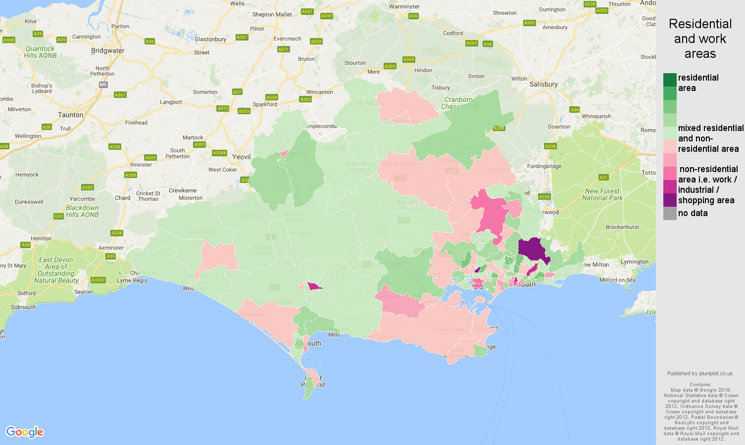 MICHELIN Dorset map ViaMichelin