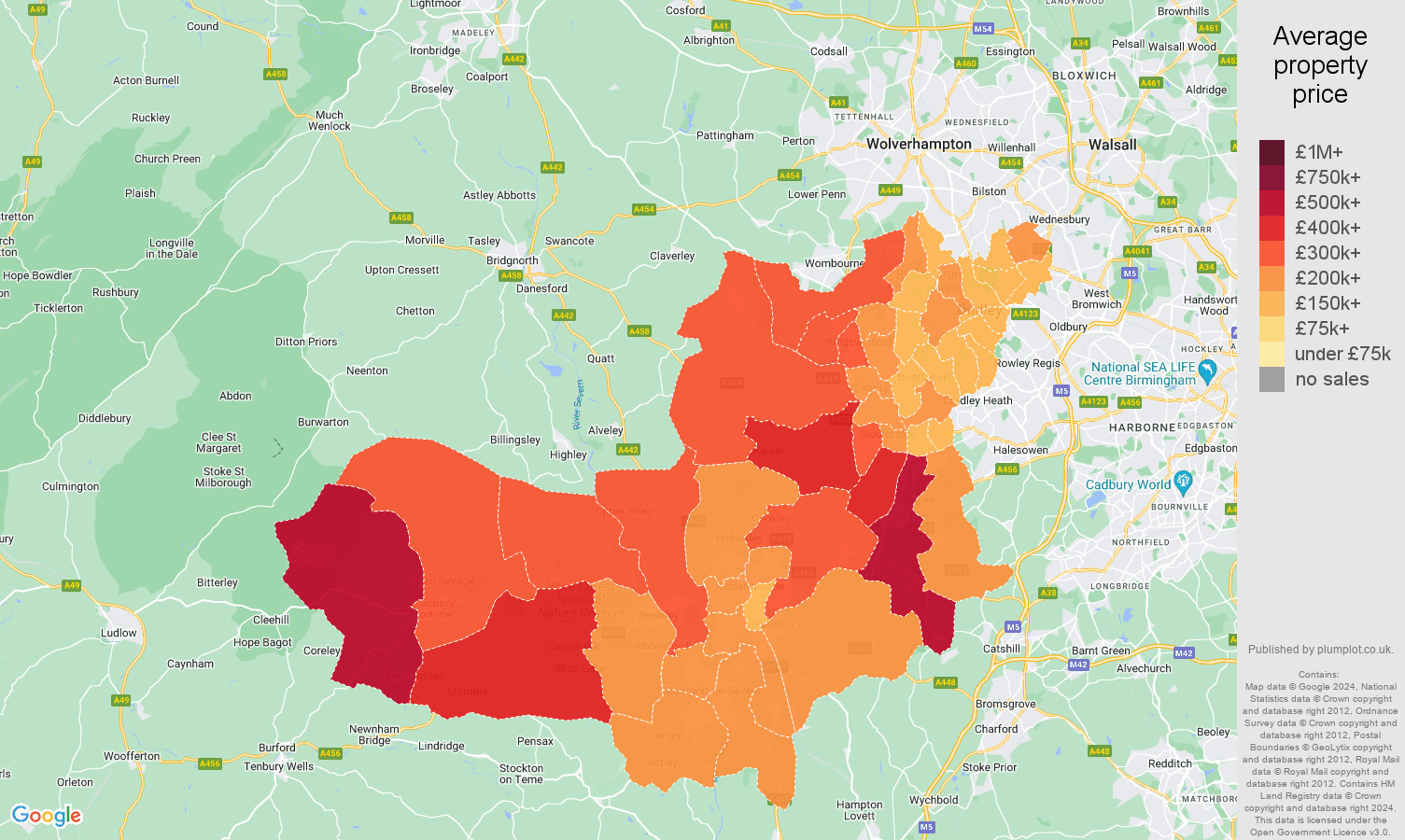 Dudley house prices in maps and graphs. July 2024