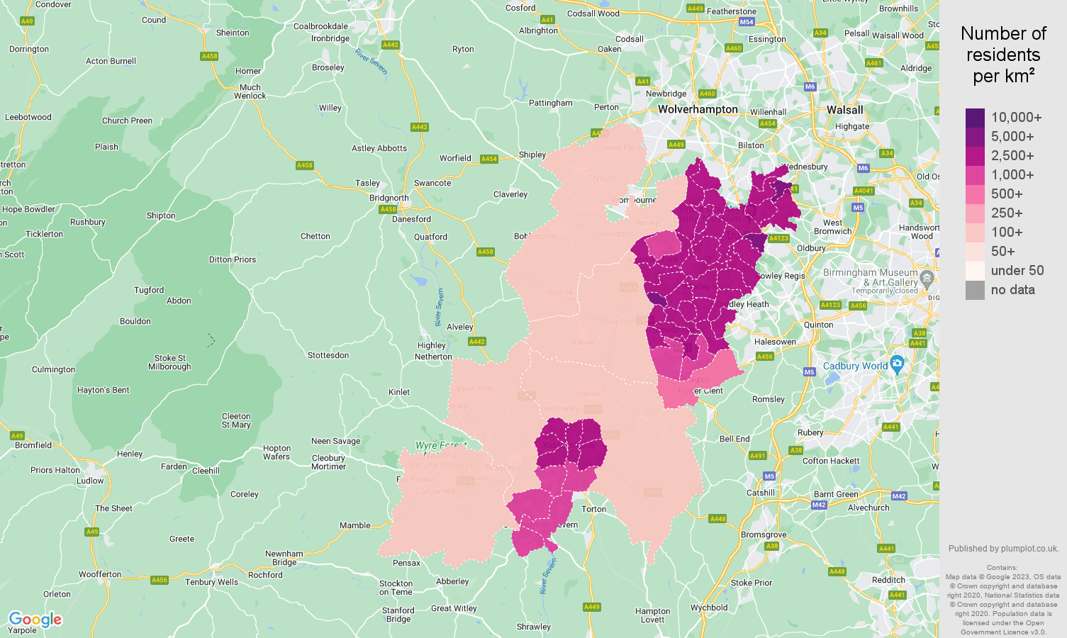 Dudley population stats in maps and graphs.