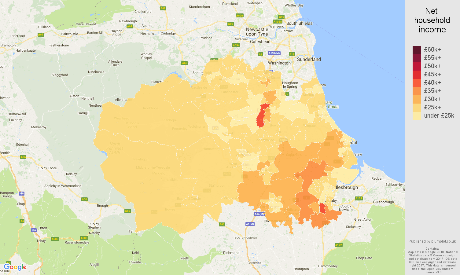 Durhamcounty Average salary and unemployment rates in graphs and numbers.