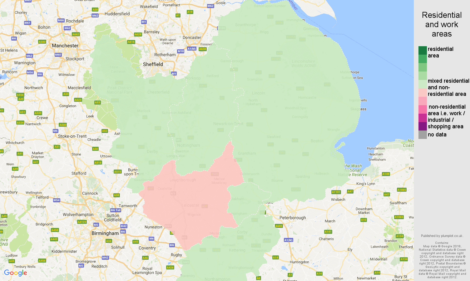 EastMidlands population stats in maps and graphs.
