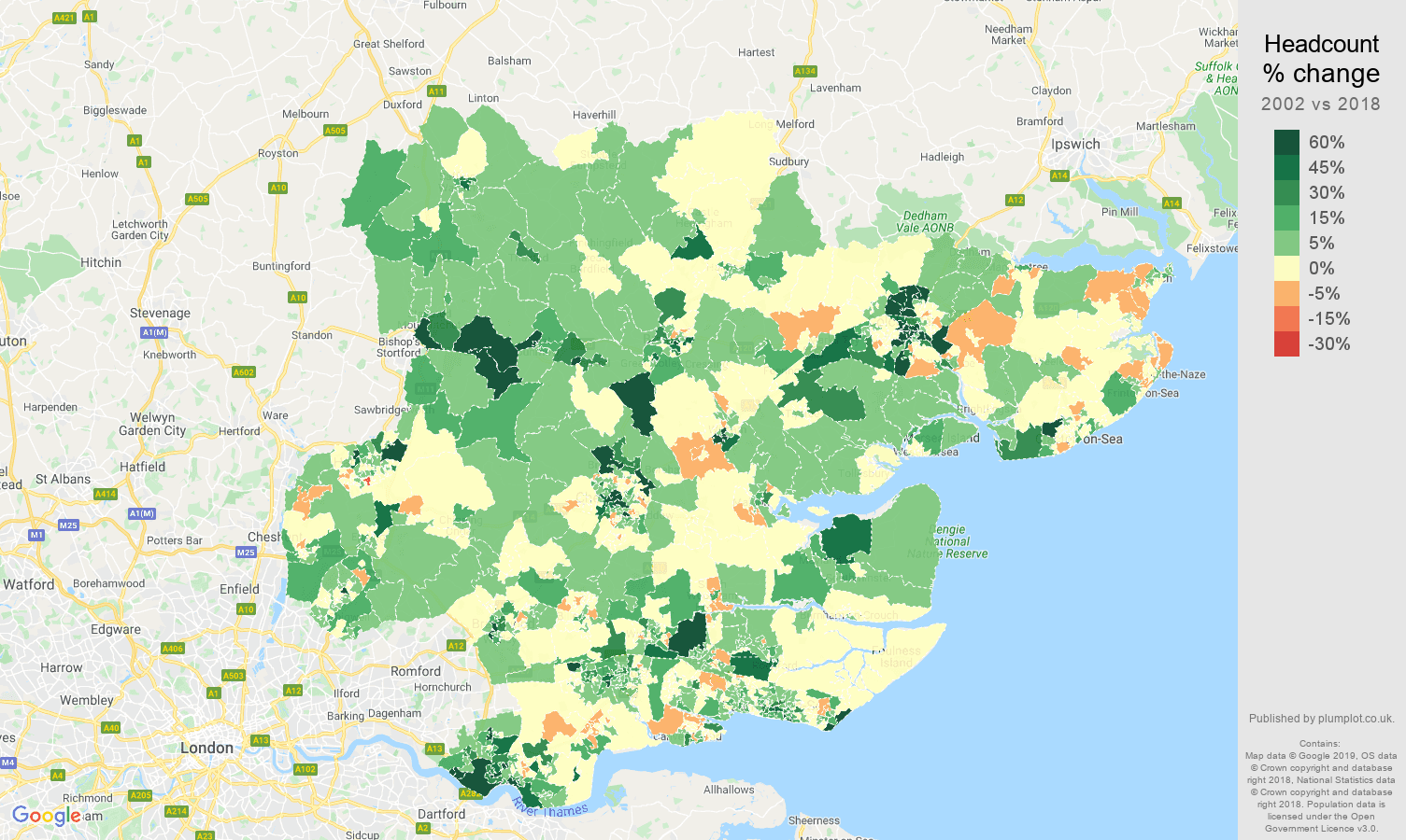 Essex population growth rates.