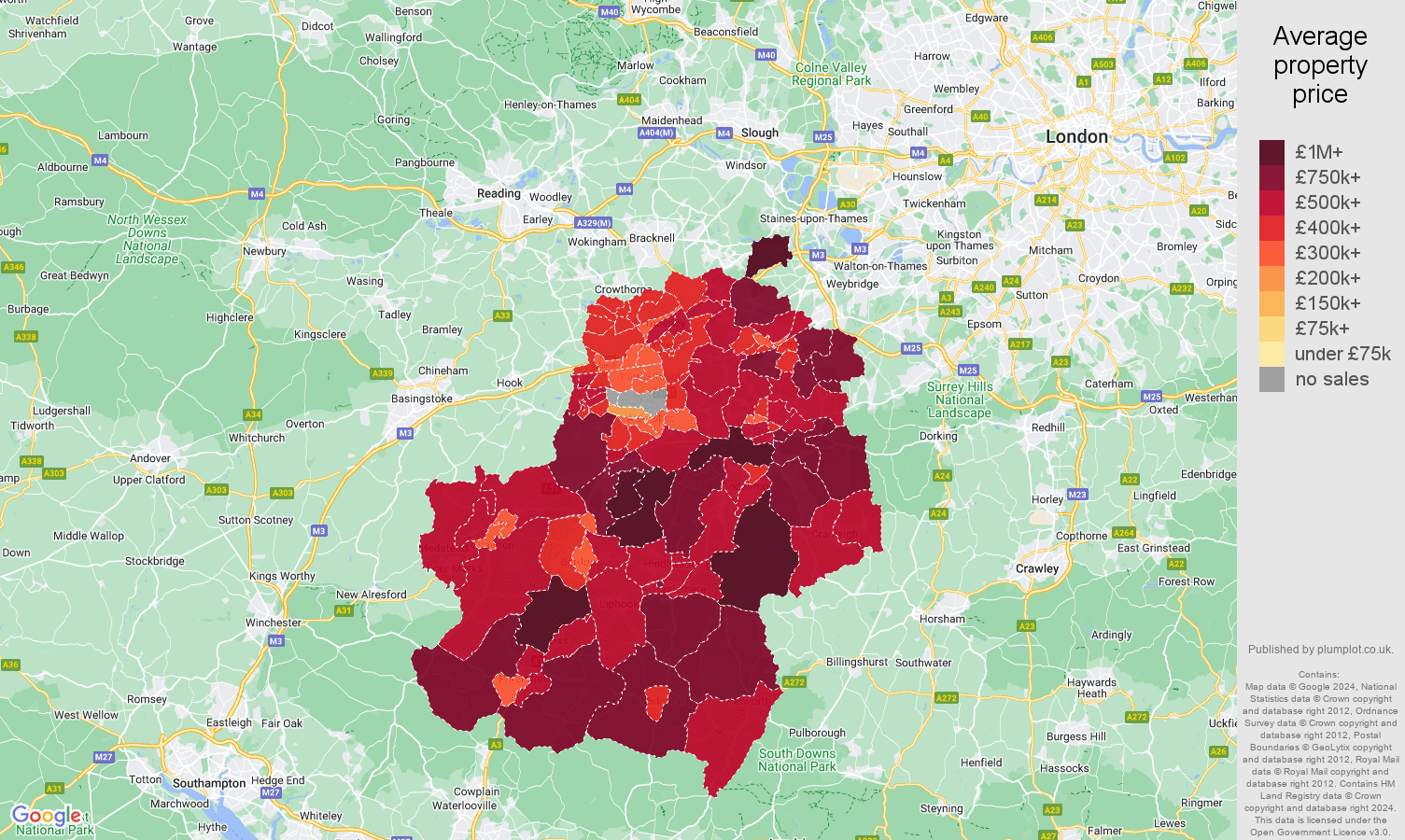 Guildford house prices in maps and graphs.