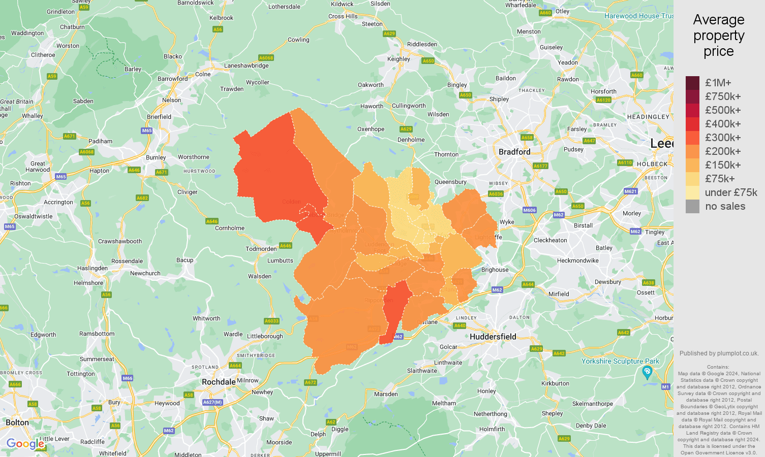 Halifax house prices in maps and graphs. July 2024