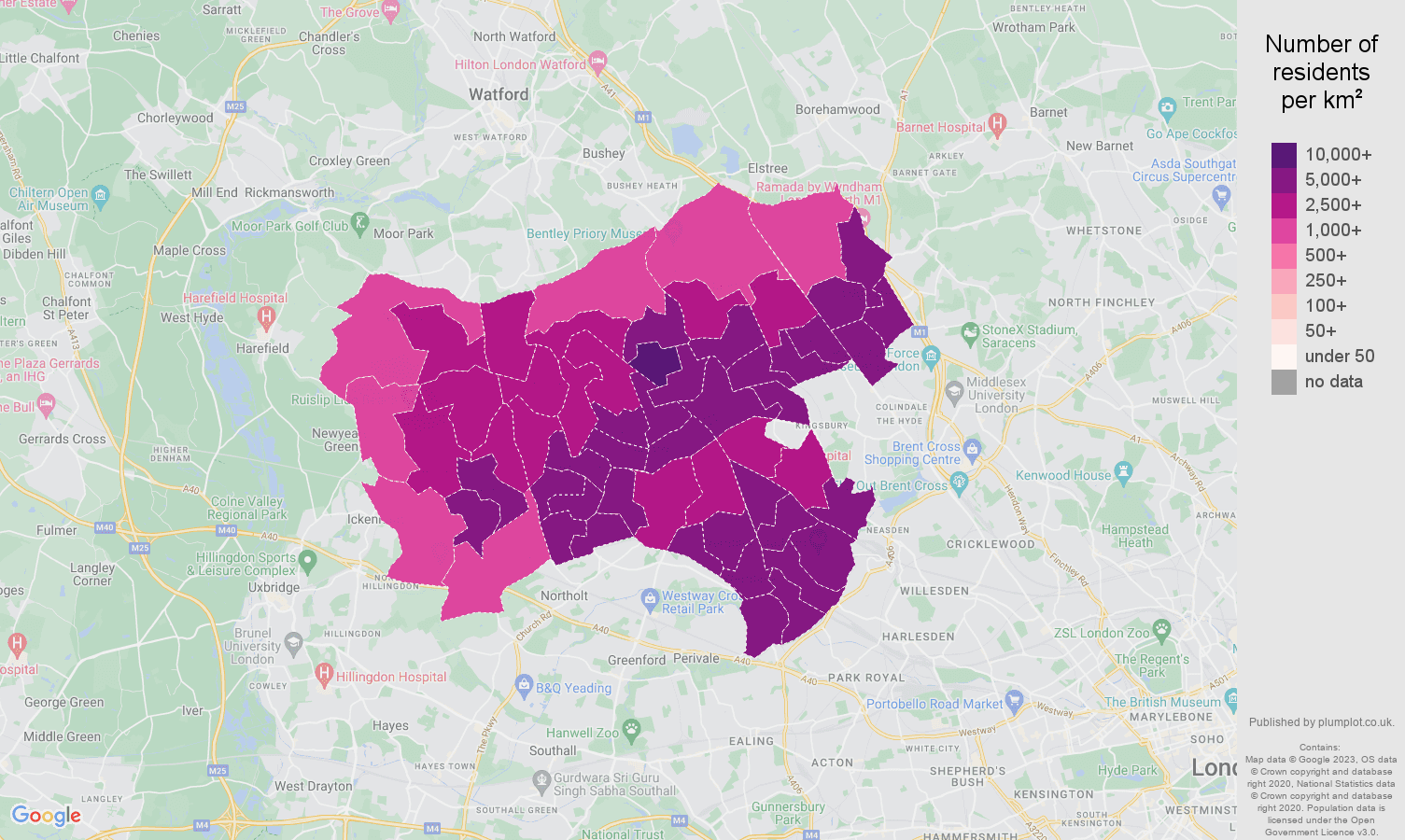 Harrow population stats in maps and graphs.
