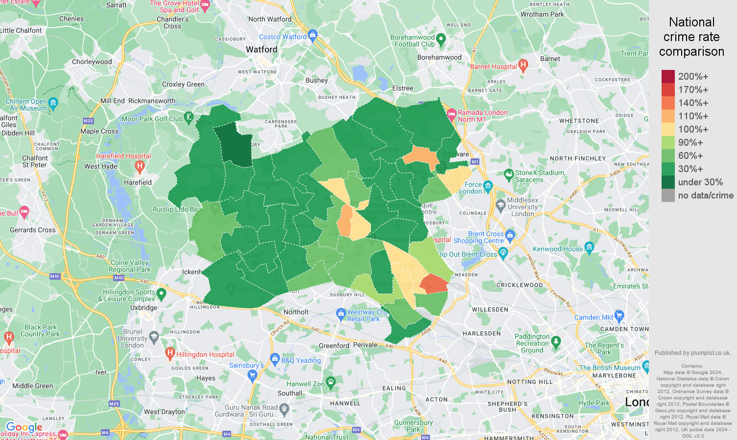 Harrow violent crime statistics in maps and graphs.