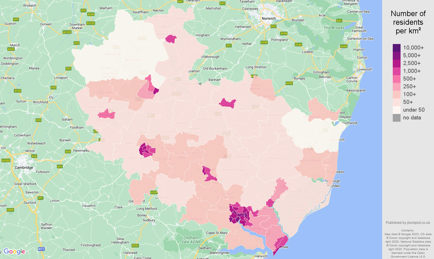 Ipswich population stats in maps and graphs.