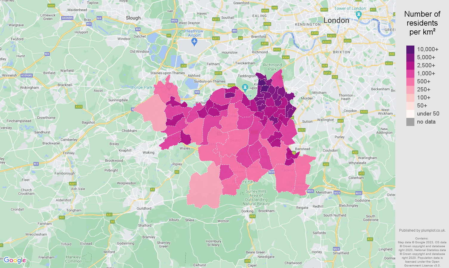 KingstonuponThames population stats in maps and graphs.