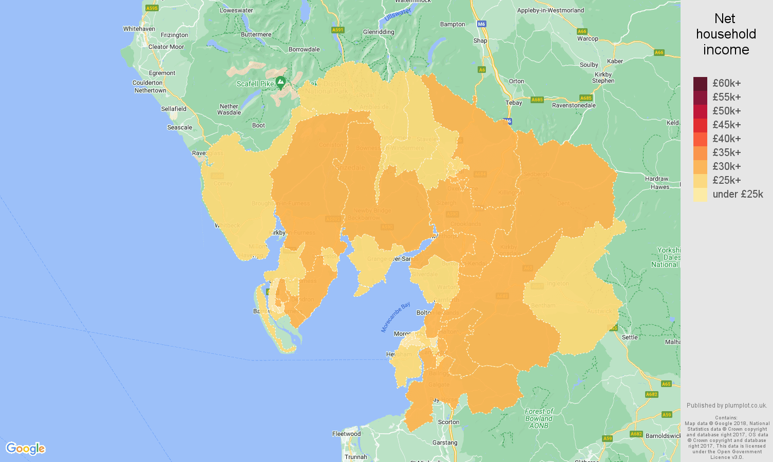 Lancaster Average salary and unemployment rates in graphs and numbers.