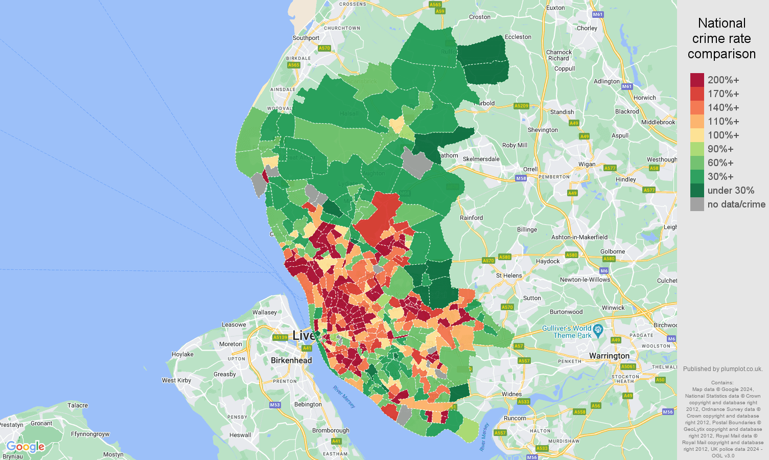 Liverpool violent crime statistics in maps and graphs.