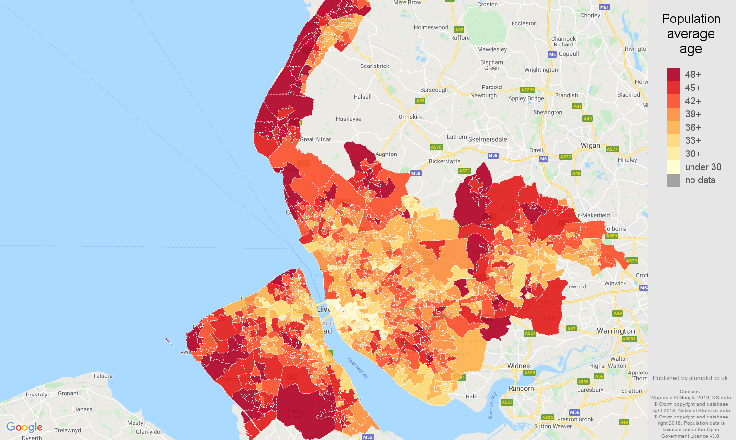 Merseyside population stats in maps and graphs.