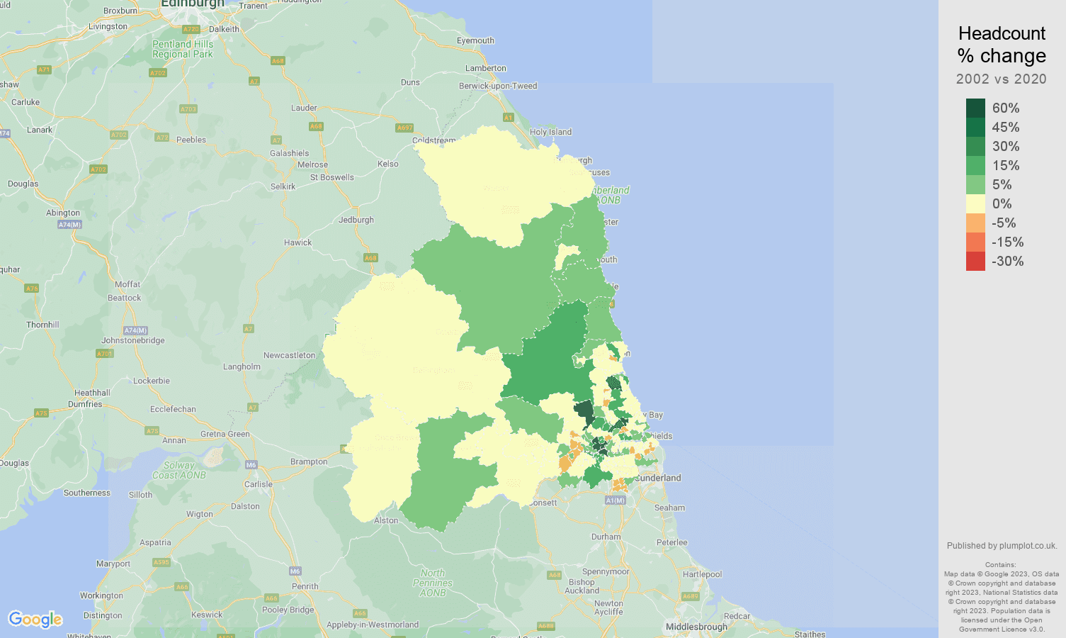 NewcastleuponTyne population growth rates.