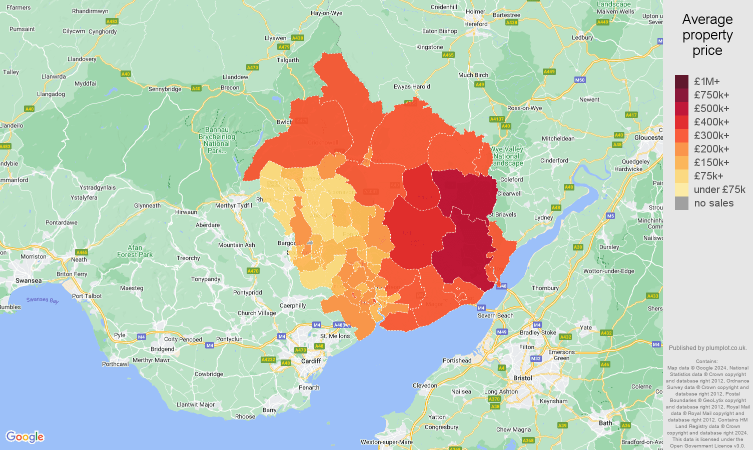 Newport house prices in maps and graphs. August 2024