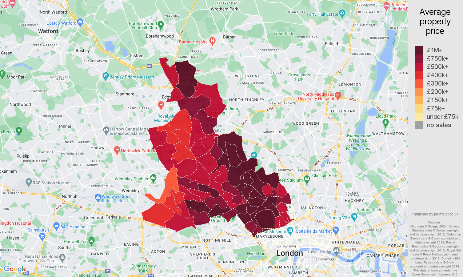 NorthWestLondon house prices in maps and graphs.