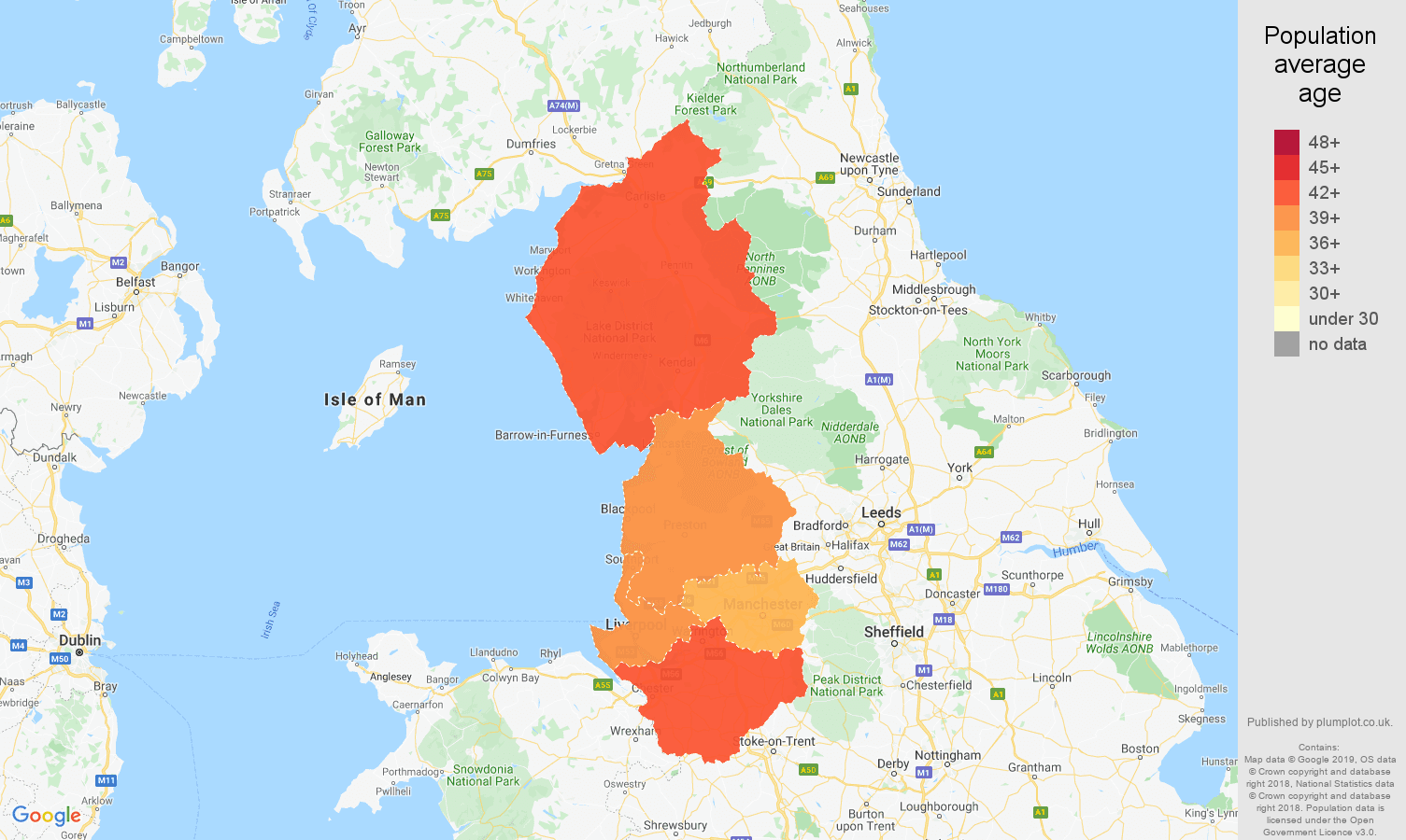 NorthWest population stats in maps and graphs.