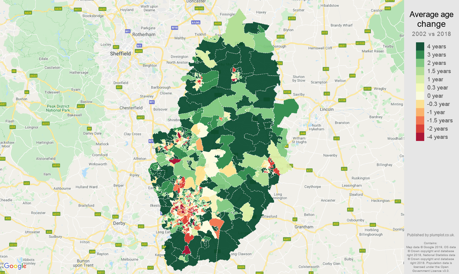 Nottinghamshire population growth rates.