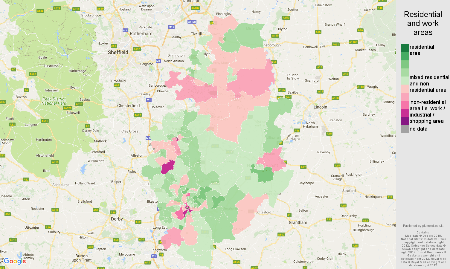 Nottinghamshire population stats in maps and graphs.