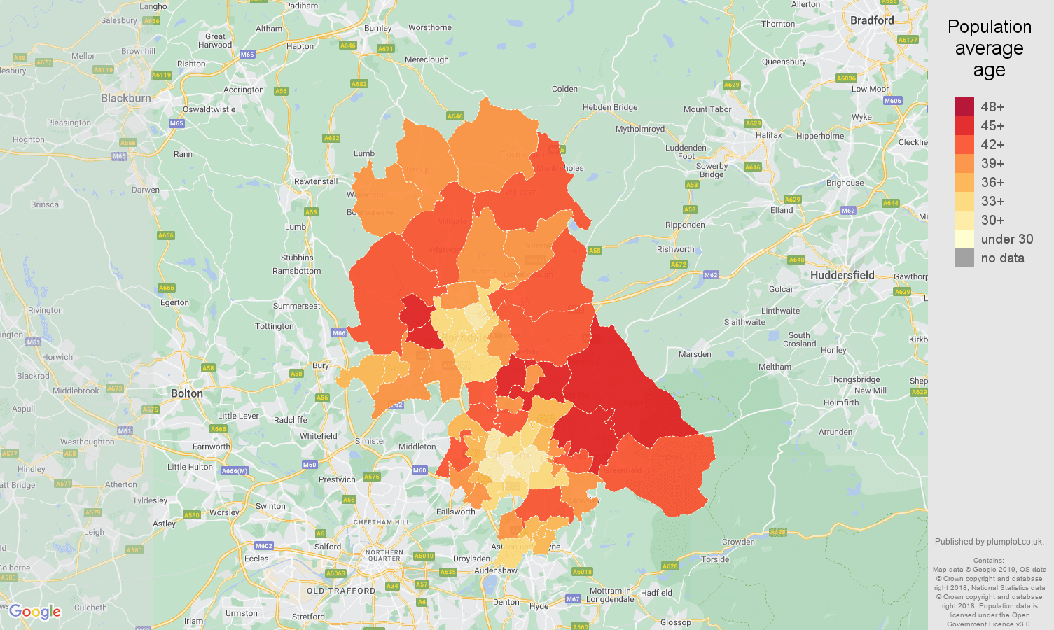 Oldham population stats in maps and graphs.