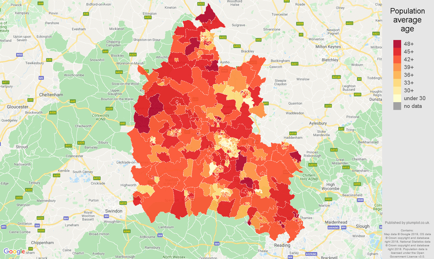Oxfordshire population stats in maps and graphs.