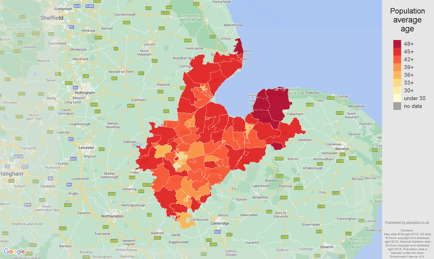 Peterborough population stats in maps and graphs.