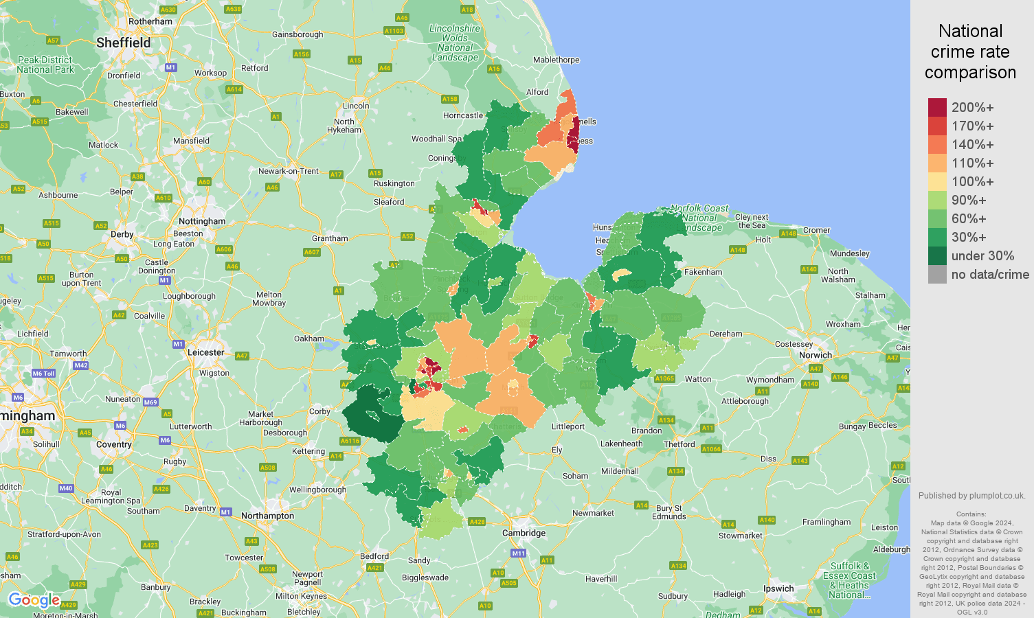 Peterborough violent crime statistics in maps and graphs.