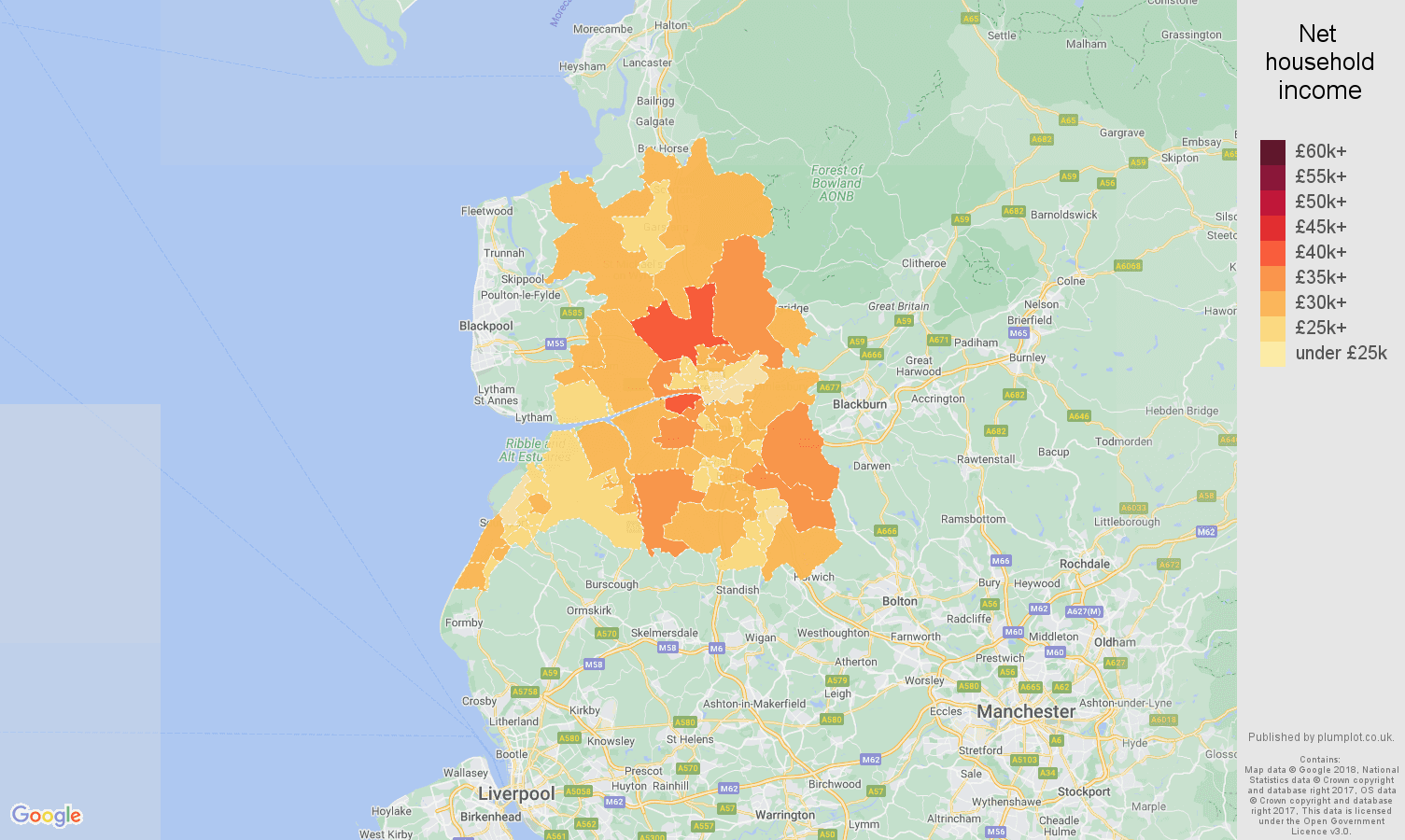 Preston Average salary and unemployment rates in graphs and numbers.