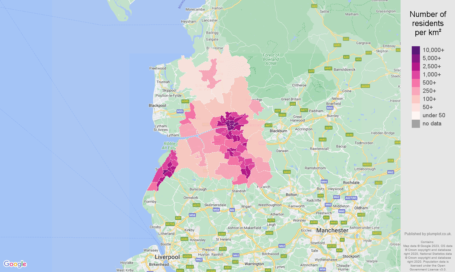 Preston population stats in maps and graphs.