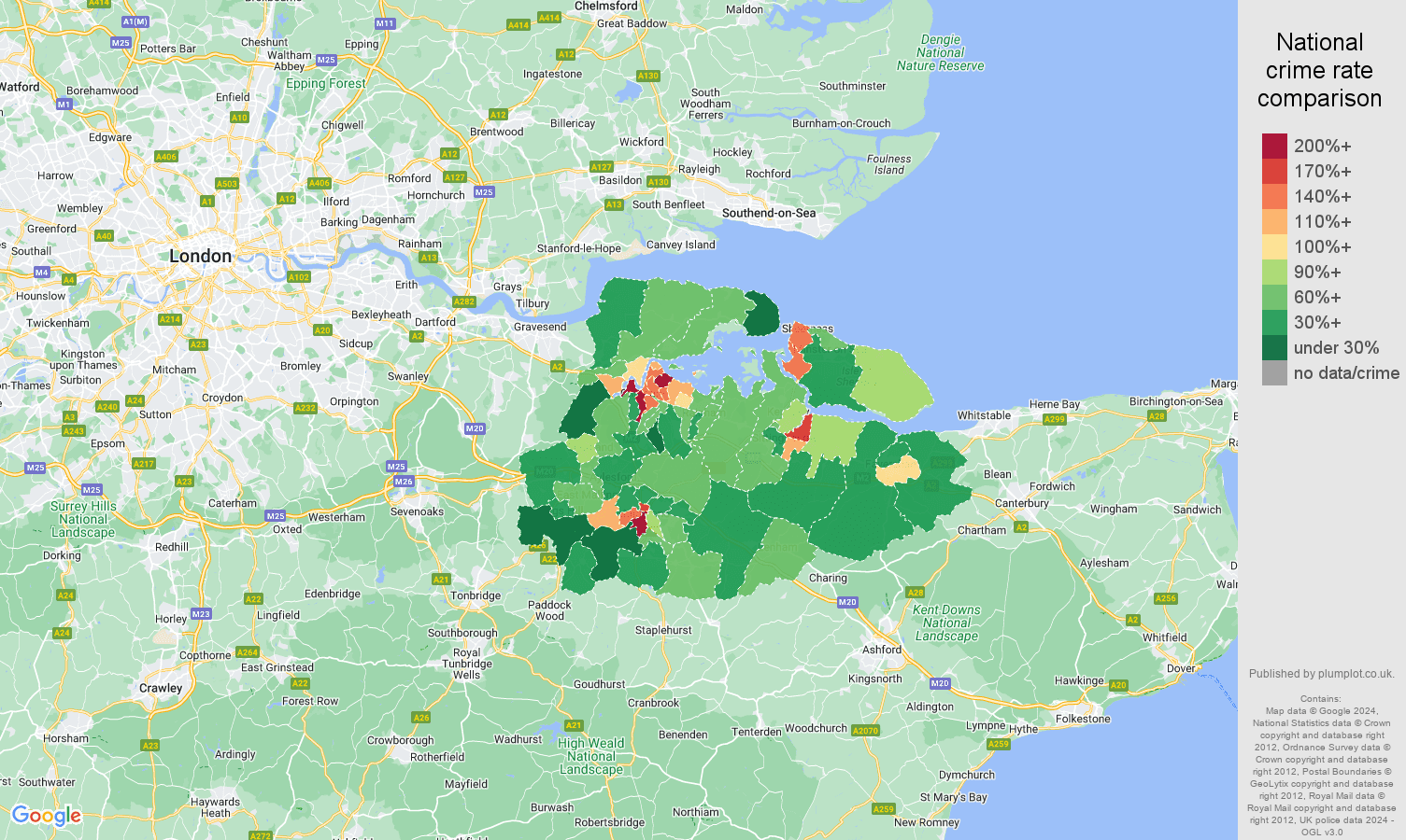Rochester public order crime statistics in maps and graphs. September 2024