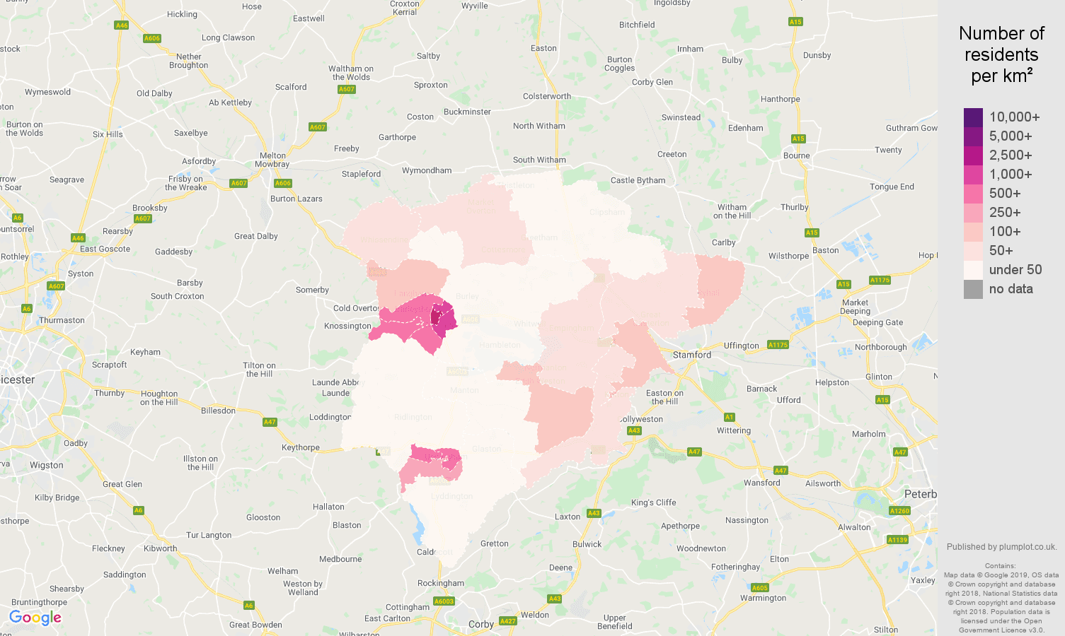 Rutland population stats in maps and graphs.