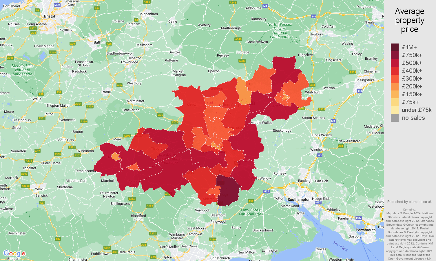 Salisbury house prices in maps and graphs. July 2024