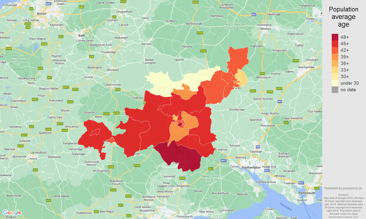 Salisbury population stats in maps and graphs.