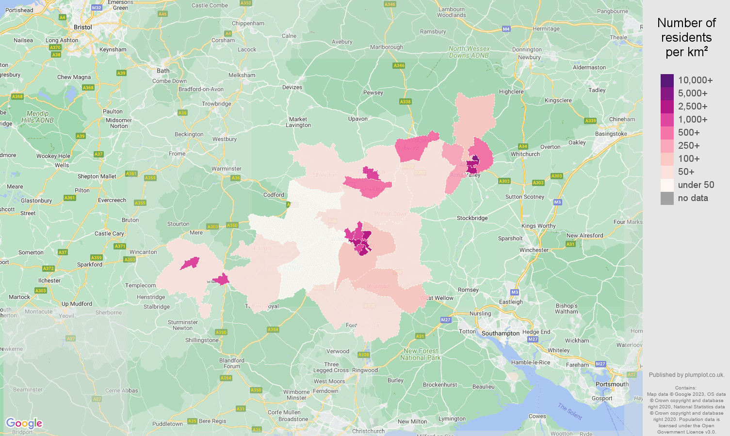 Salisbury population stats in maps and graphs.