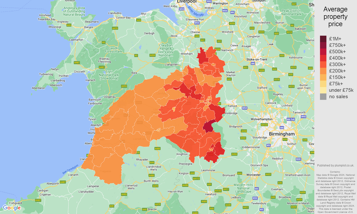 Shrewsbury house prices in maps and graphs. August 2024