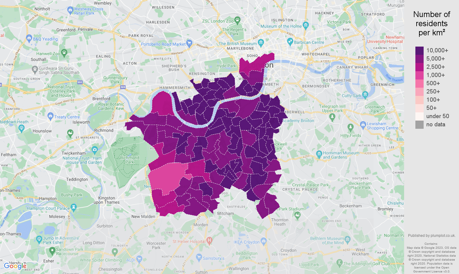 SouthWestLondon population stats in maps and graphs.