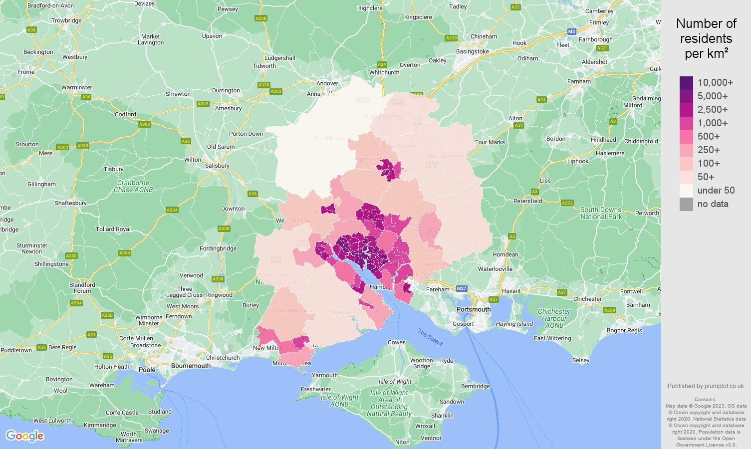 Southampton population stats in maps and graphs.