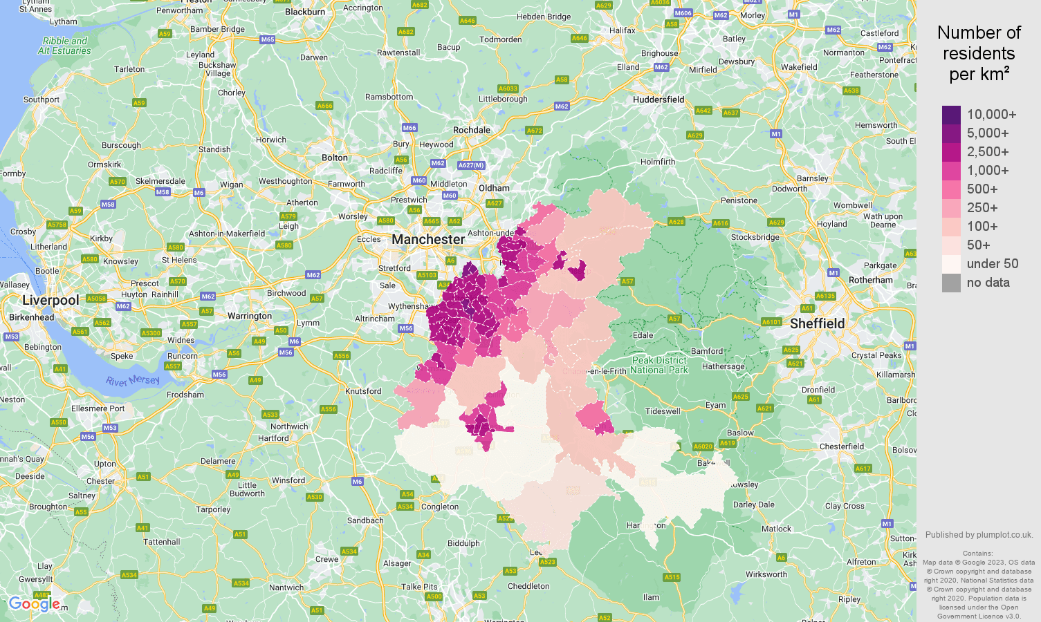 Stockport population stats in maps and graphs.