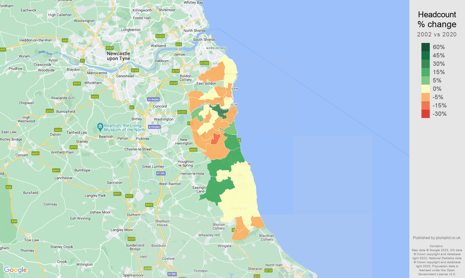 Sunderland population growth rates.