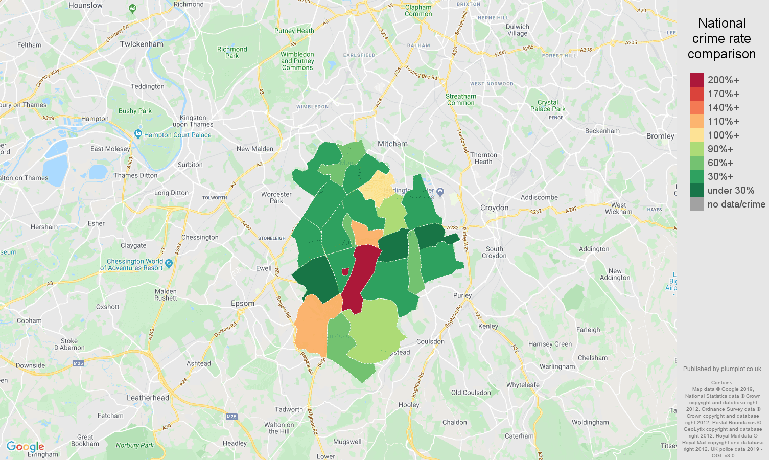 Sutton other crime statistics in maps and graphs. October 2024