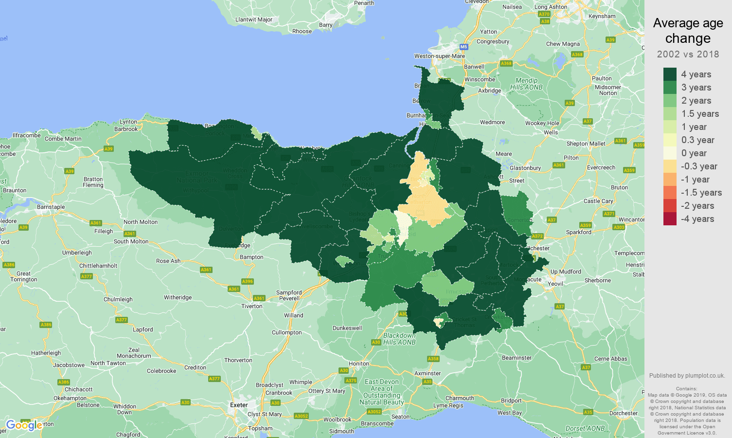 Taunton population growth rates.