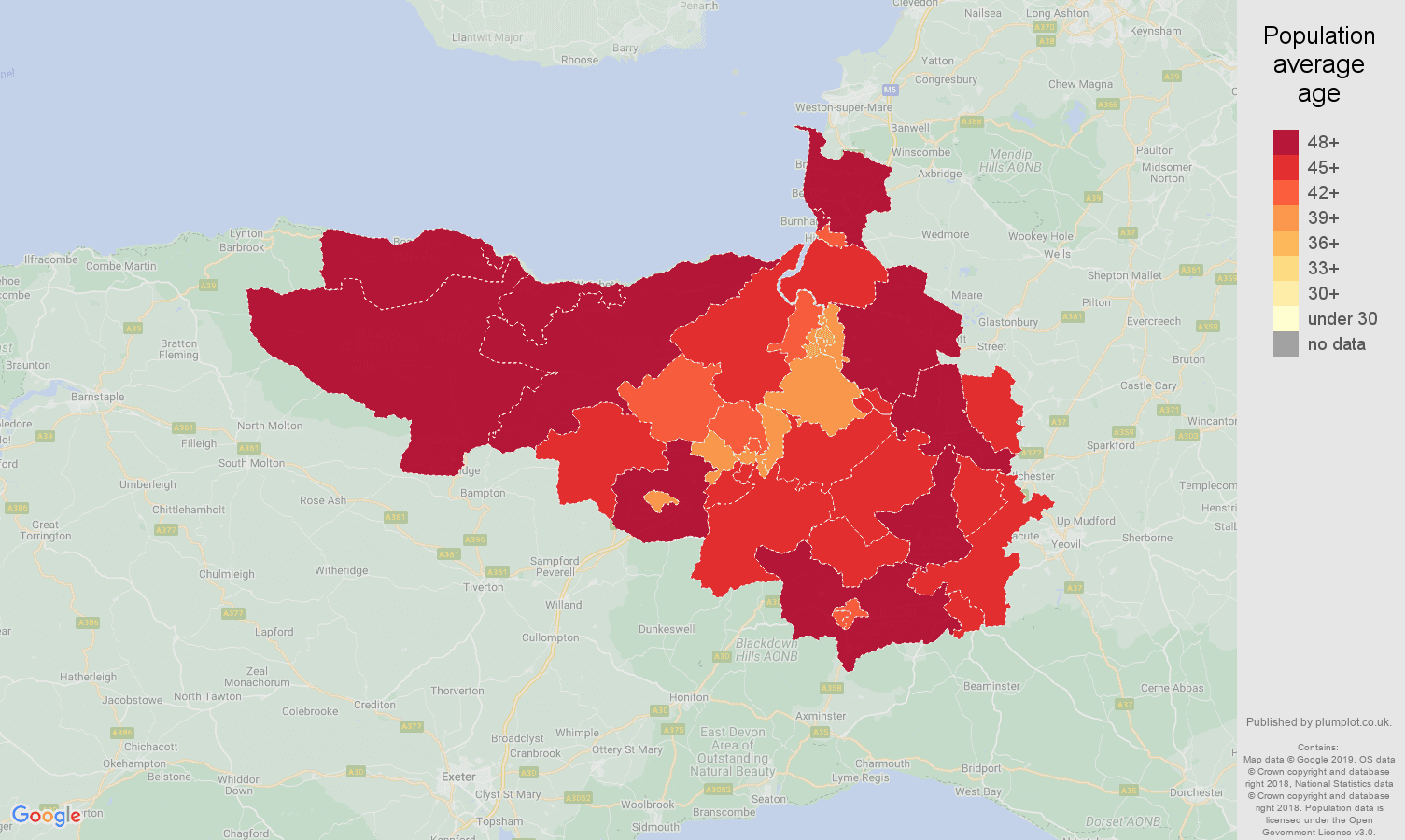Taunton population stats in maps and graphs.