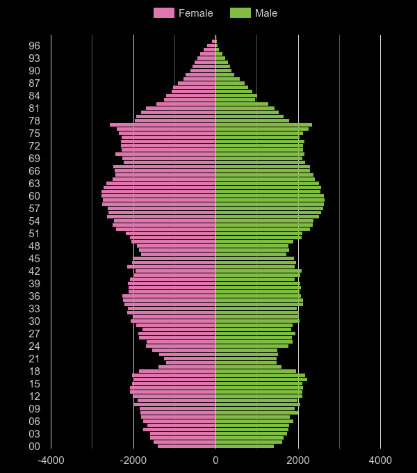Taunton population stats in maps and graphs.