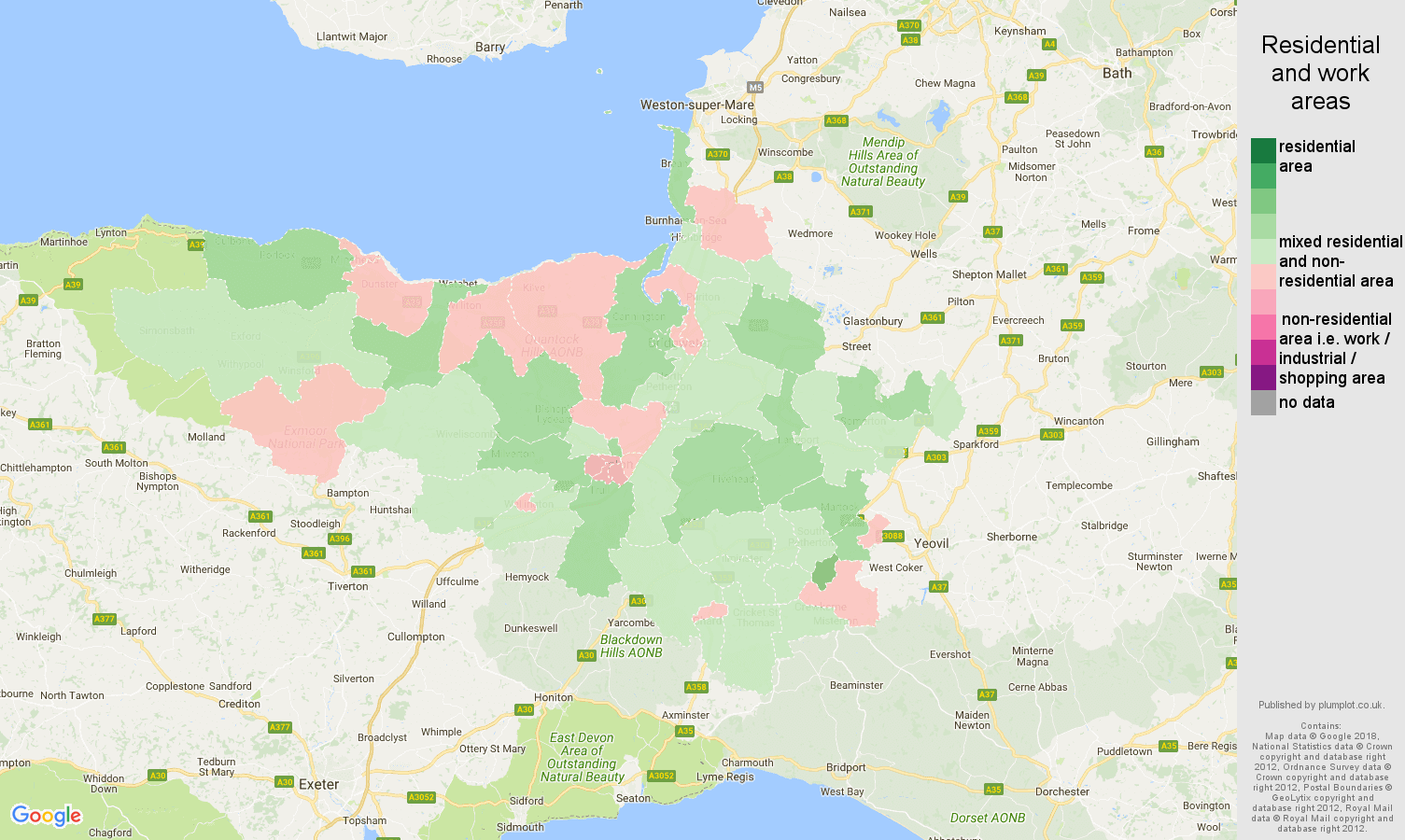 Taunton population stats in maps and graphs.