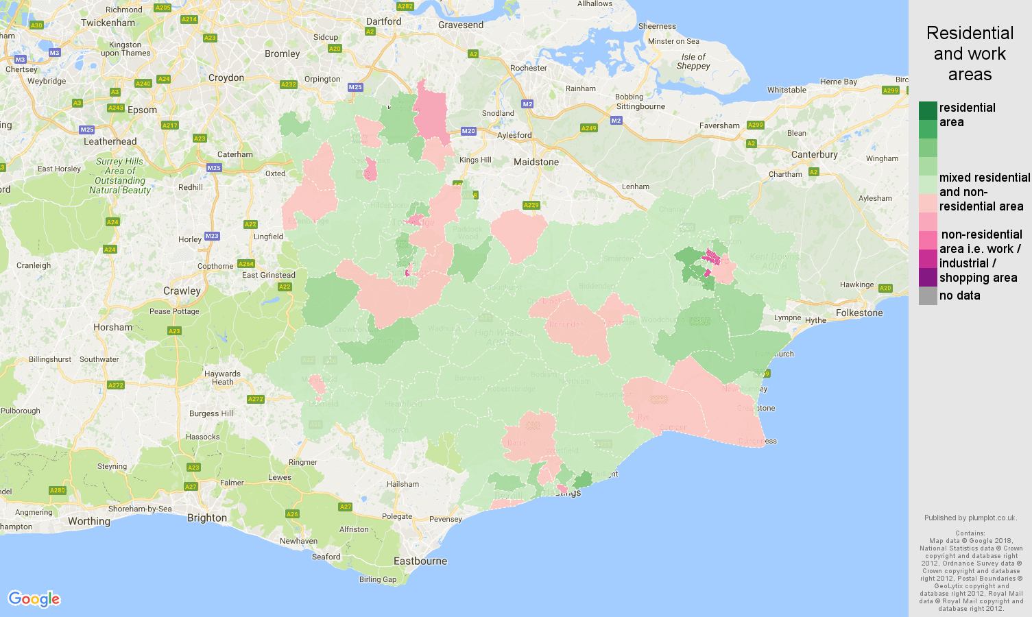 Tonbridge population stats in maps and graphs.