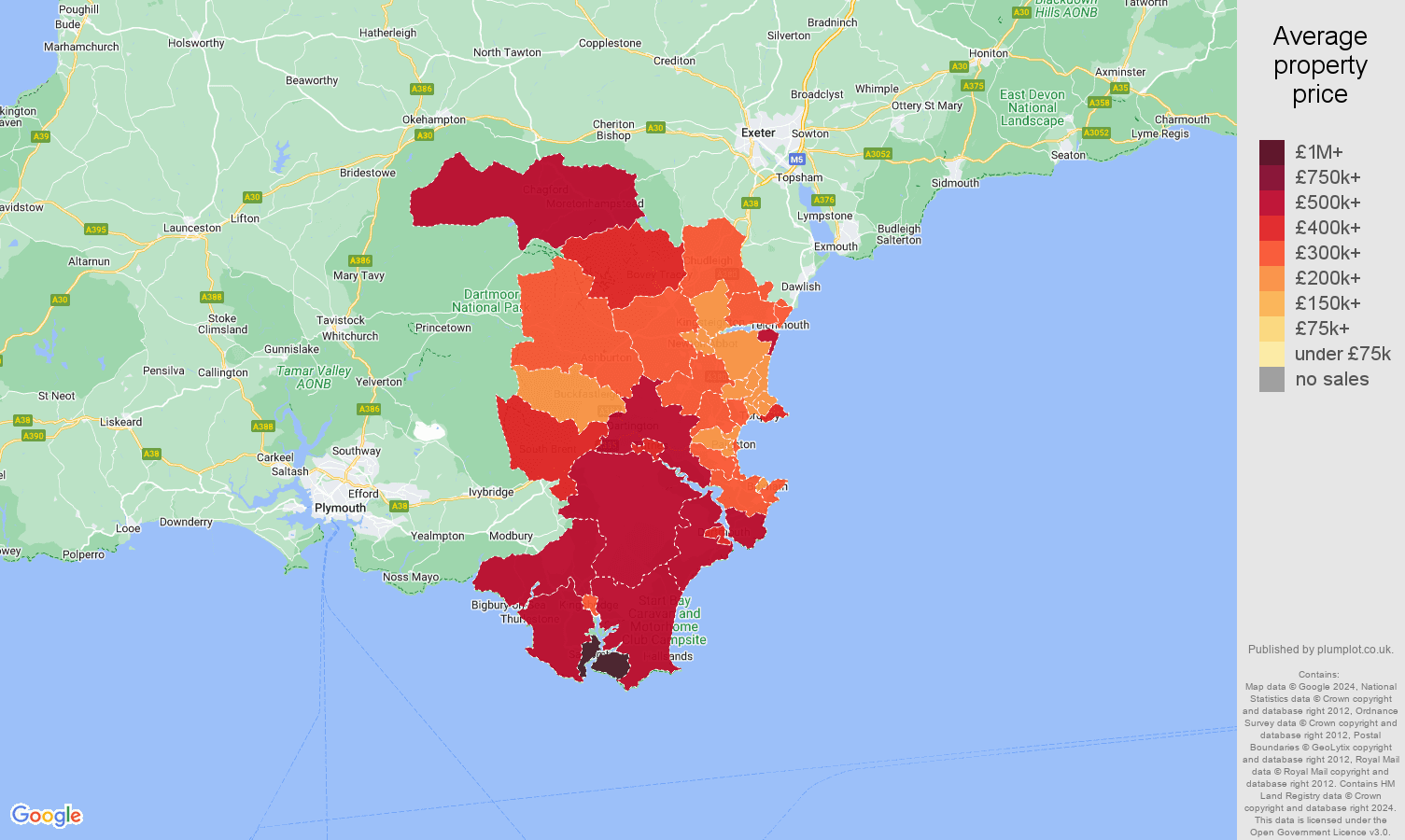 Torquay house prices in maps and graphs. August 2024