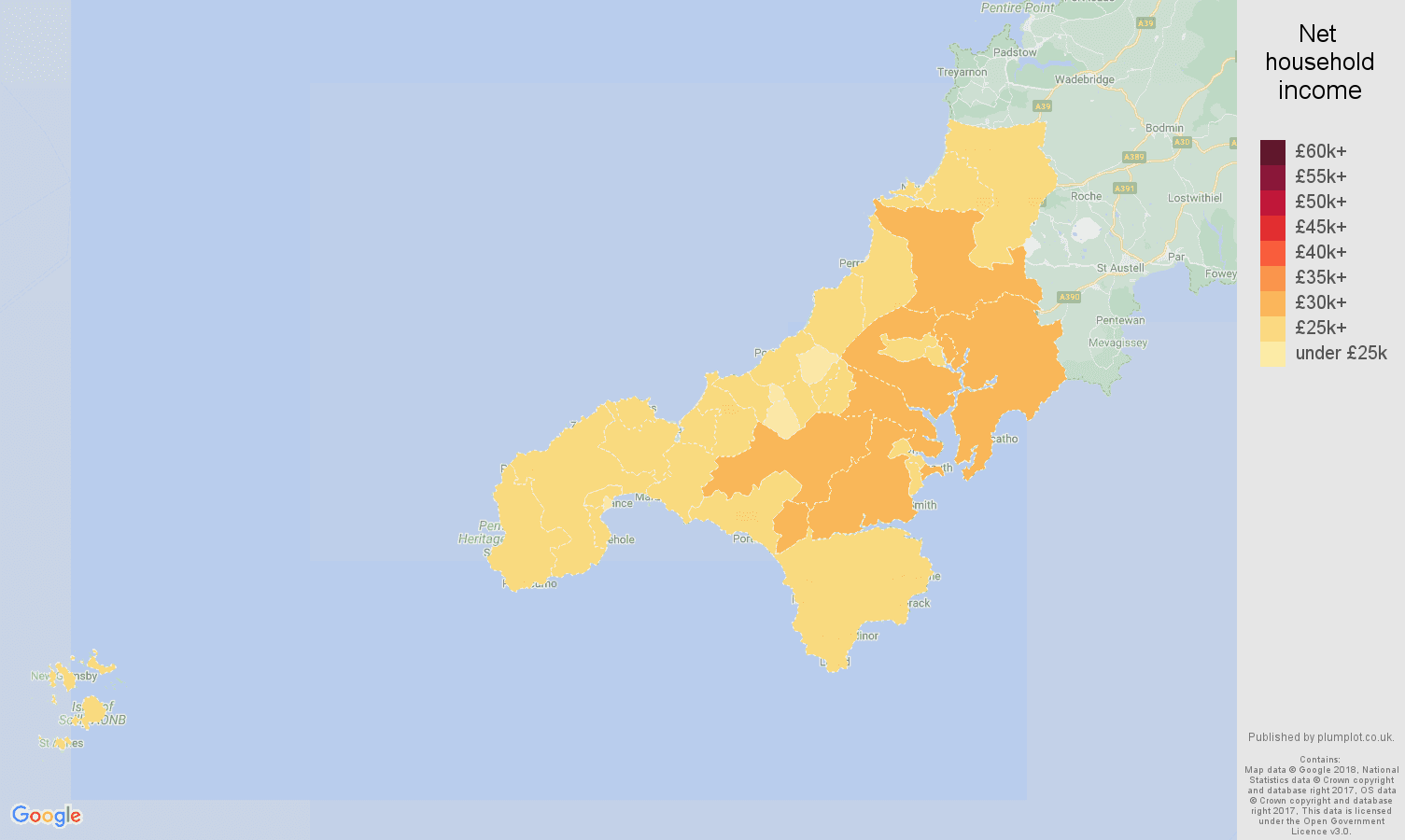 Truro Average salary and unemployment rates in graphs and numbers.