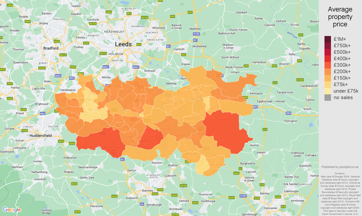 Wakefield house prices in maps and graphs.